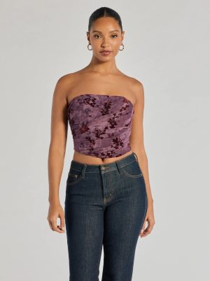 Floral Passion Ruched Cropped Corset Top