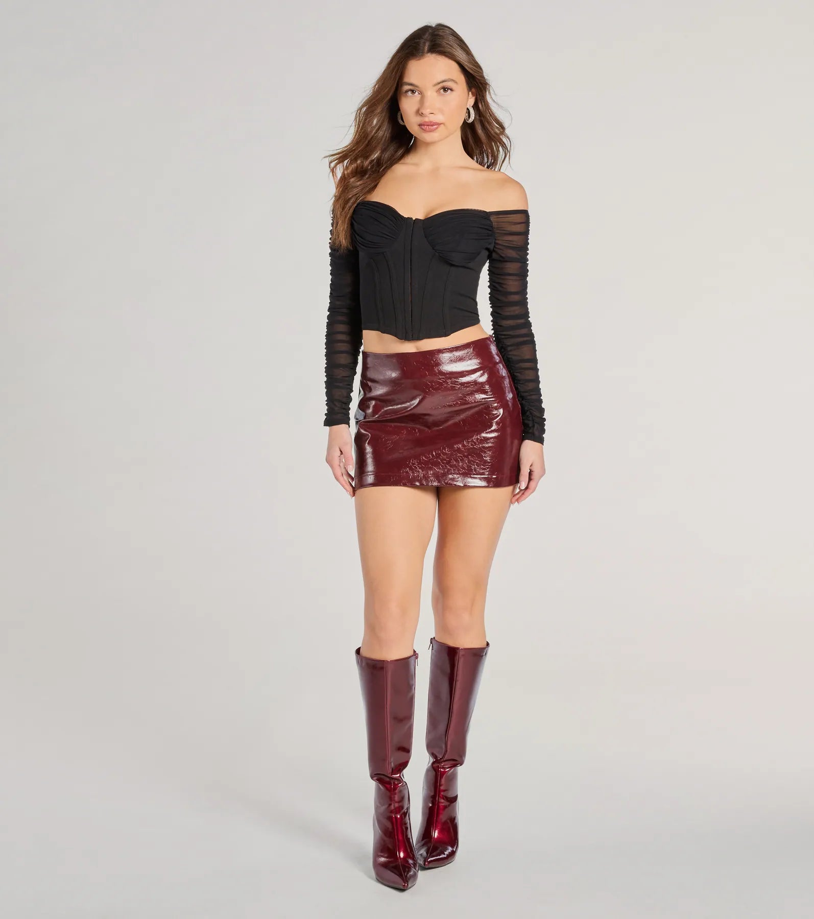 Downtown Looks Long Sleeve Mesh Bustier - Image 3