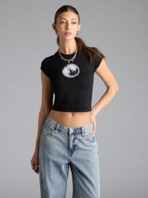 Disco Babe Crop Graphic Tee