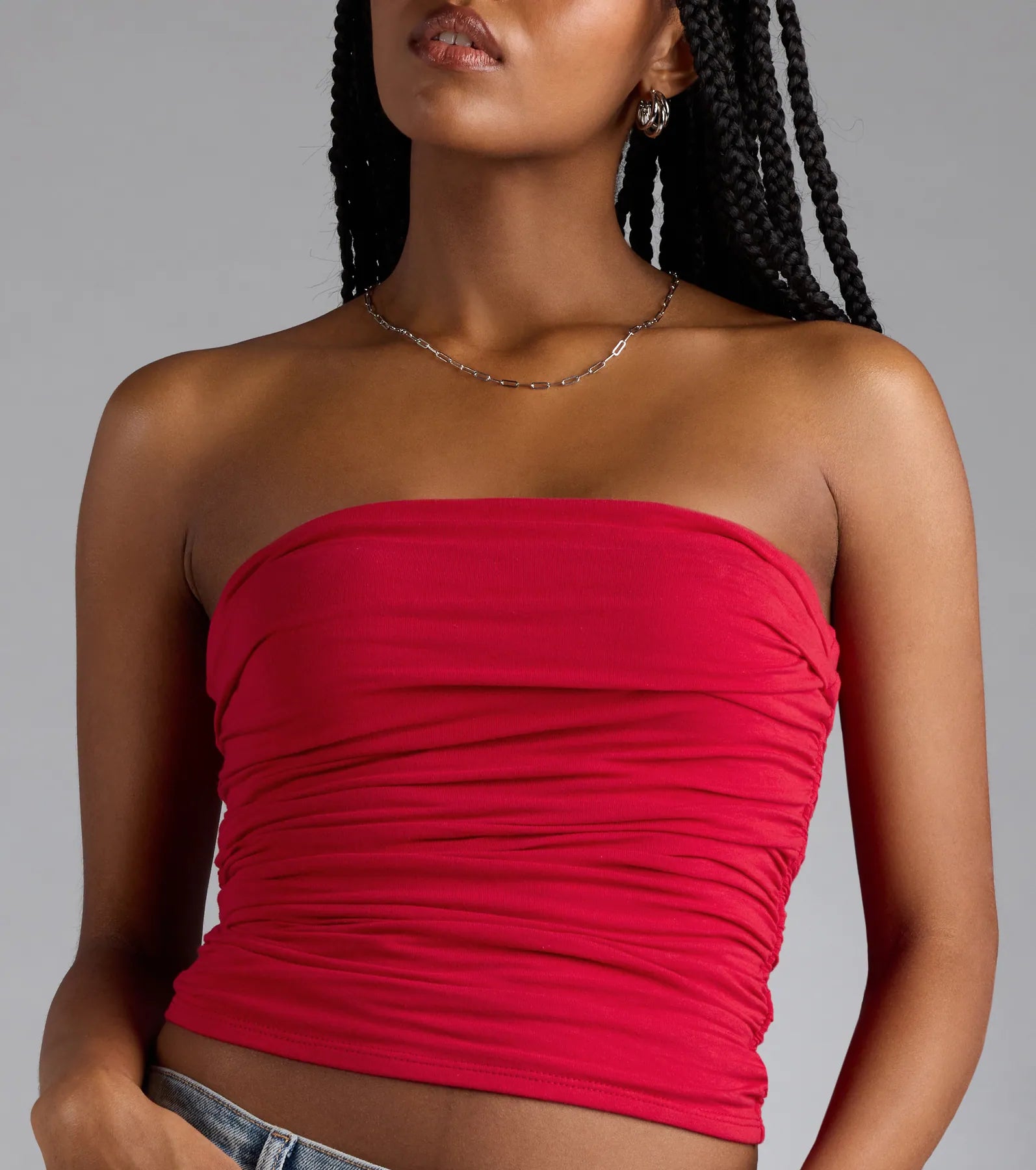 Cutest Vibe Ruched Knit Tube Top - Image 19