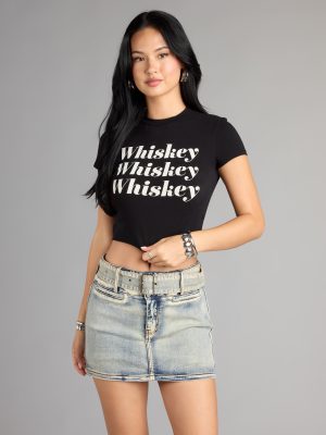 Whiskey Please Graphic Crop Tee