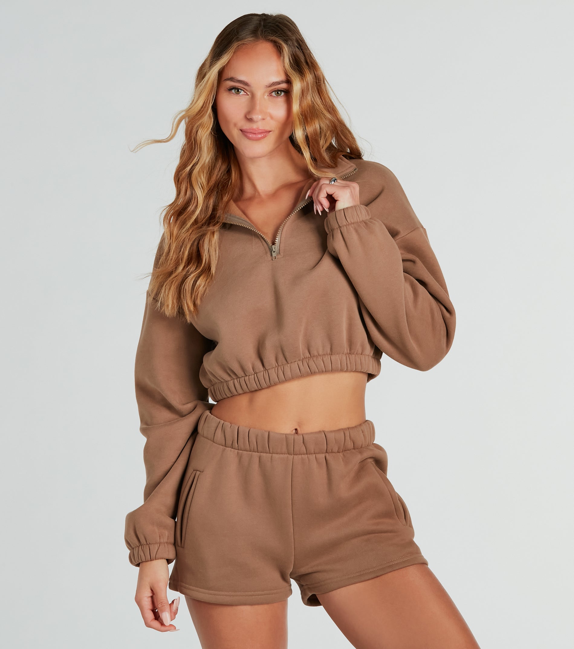 Weekend Loading Half Zip Fleece Crop Sweatshirt - Image 11