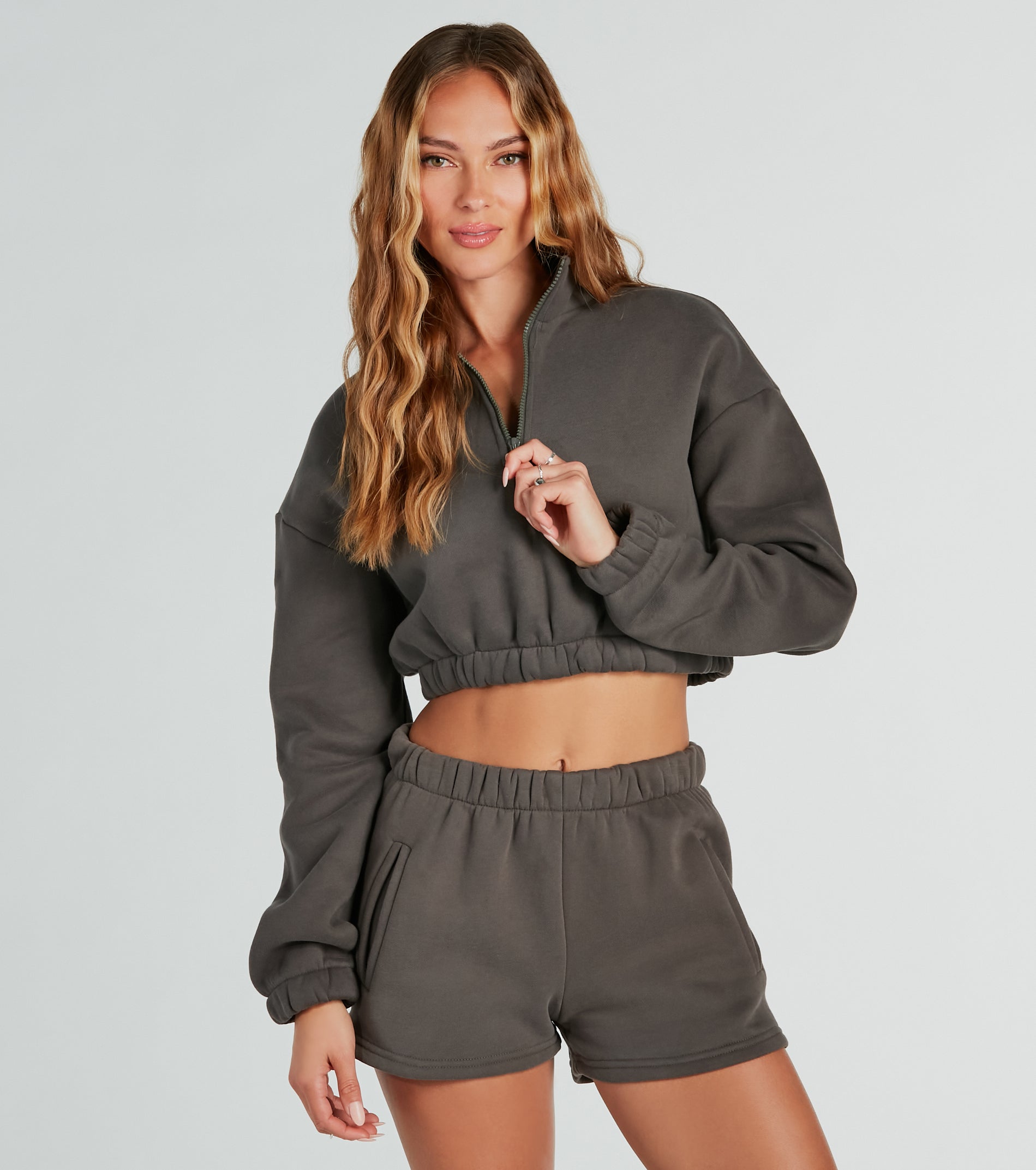 Weekend Loading Half Zip Fleece Crop Sweatshirt - Image 5
