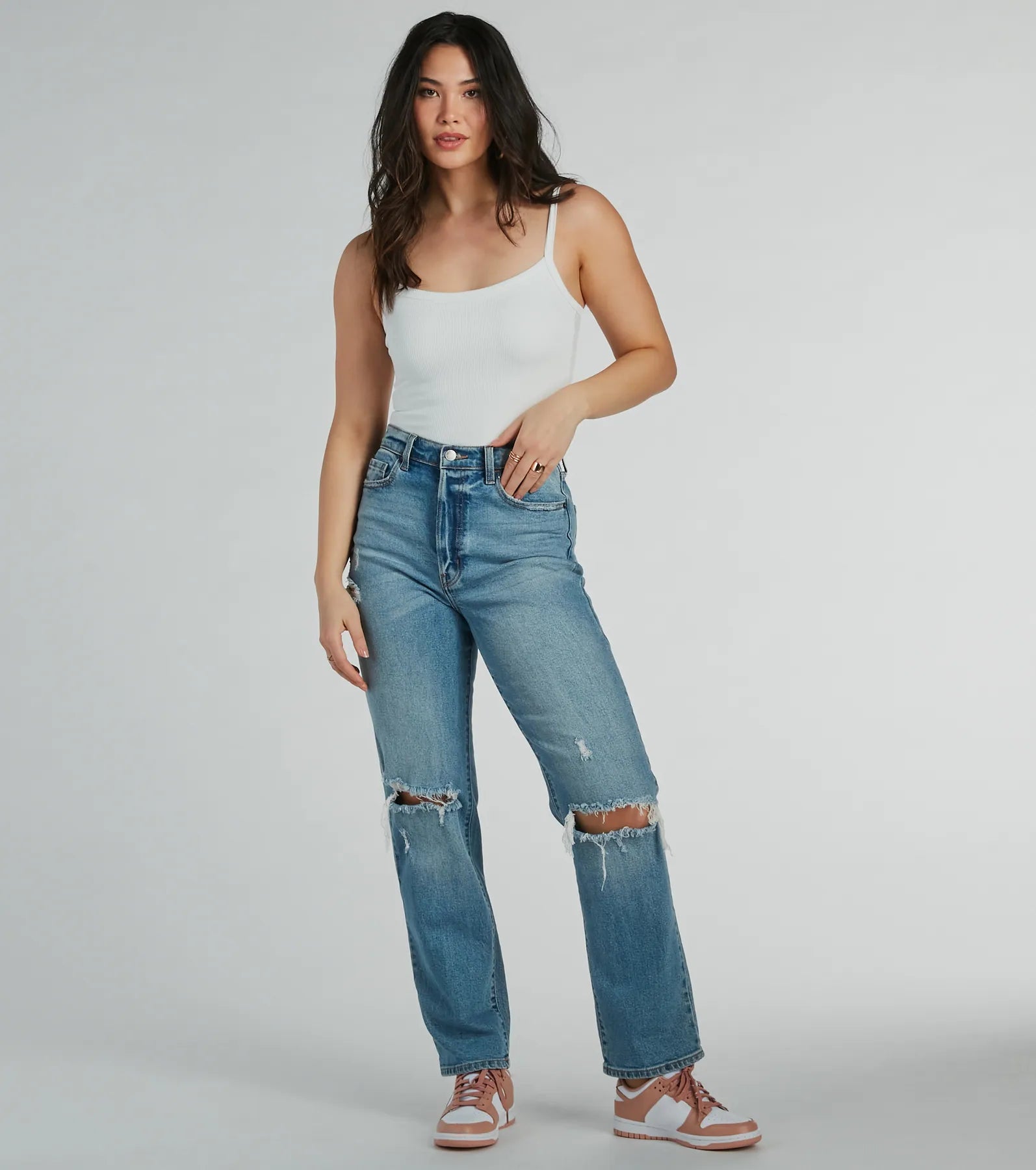 Smooth Silhouette Square Neck Rib Knit Bodysuit - Image 3