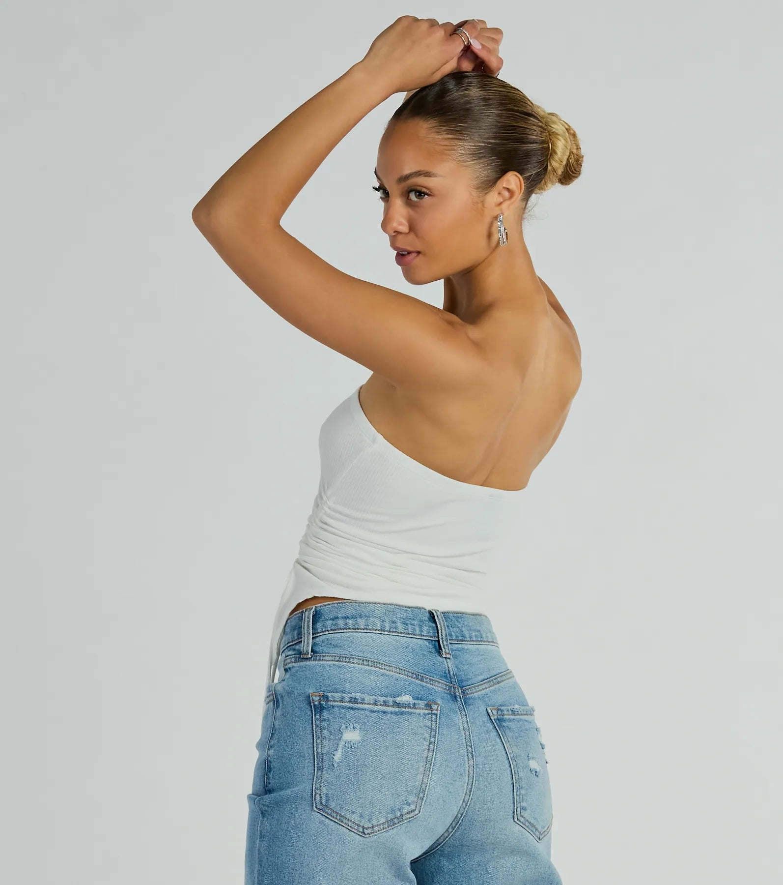Easy Attention Strapless Slit Crop Top - Image 4