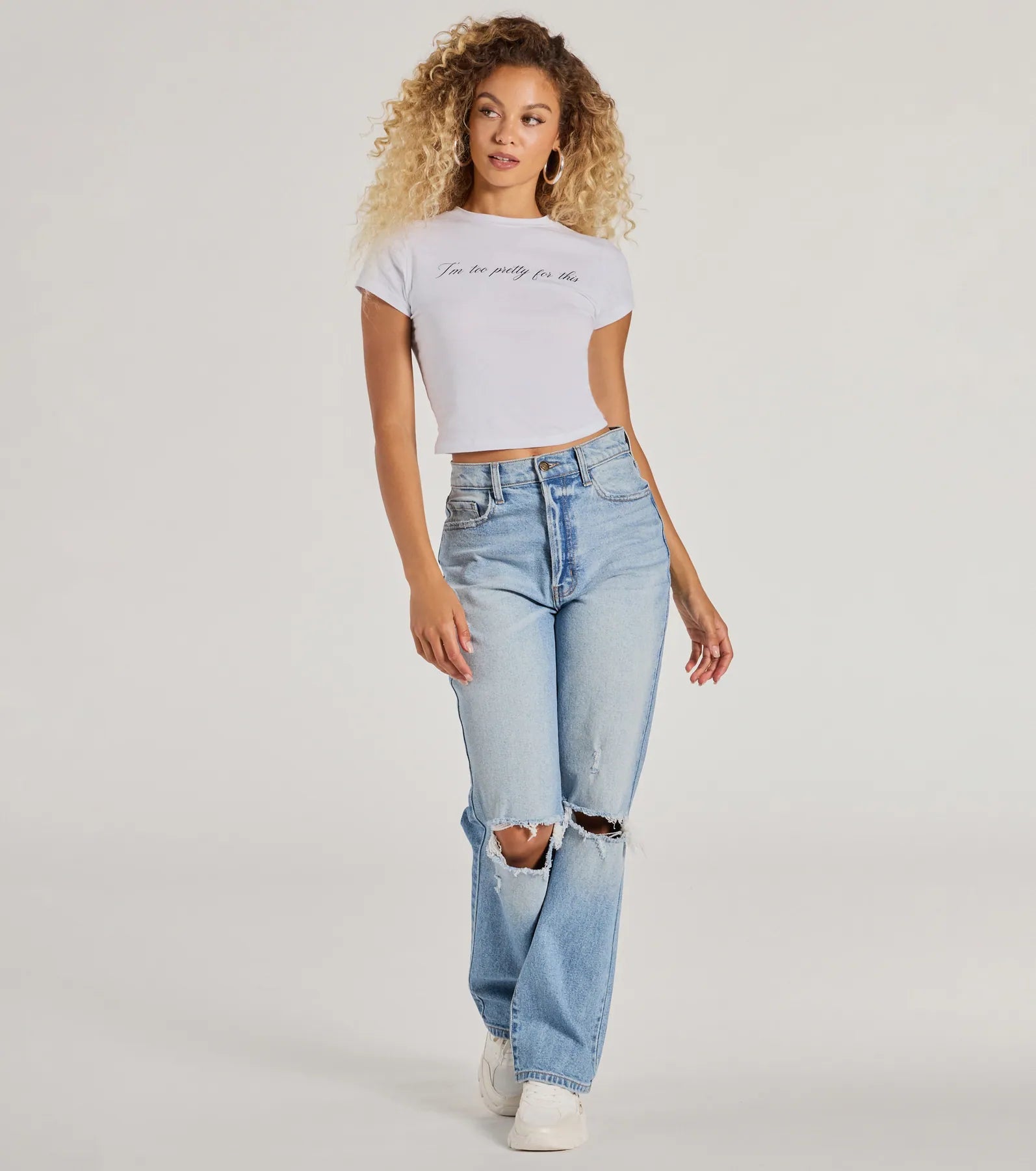 I'm Too Pretty For This Crop Graphic Tee - Image 3