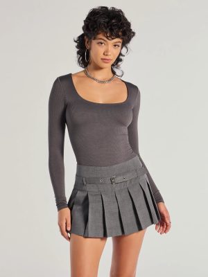 Sleek Appeal Ribbed Knit Long Sleeve Bodysuit