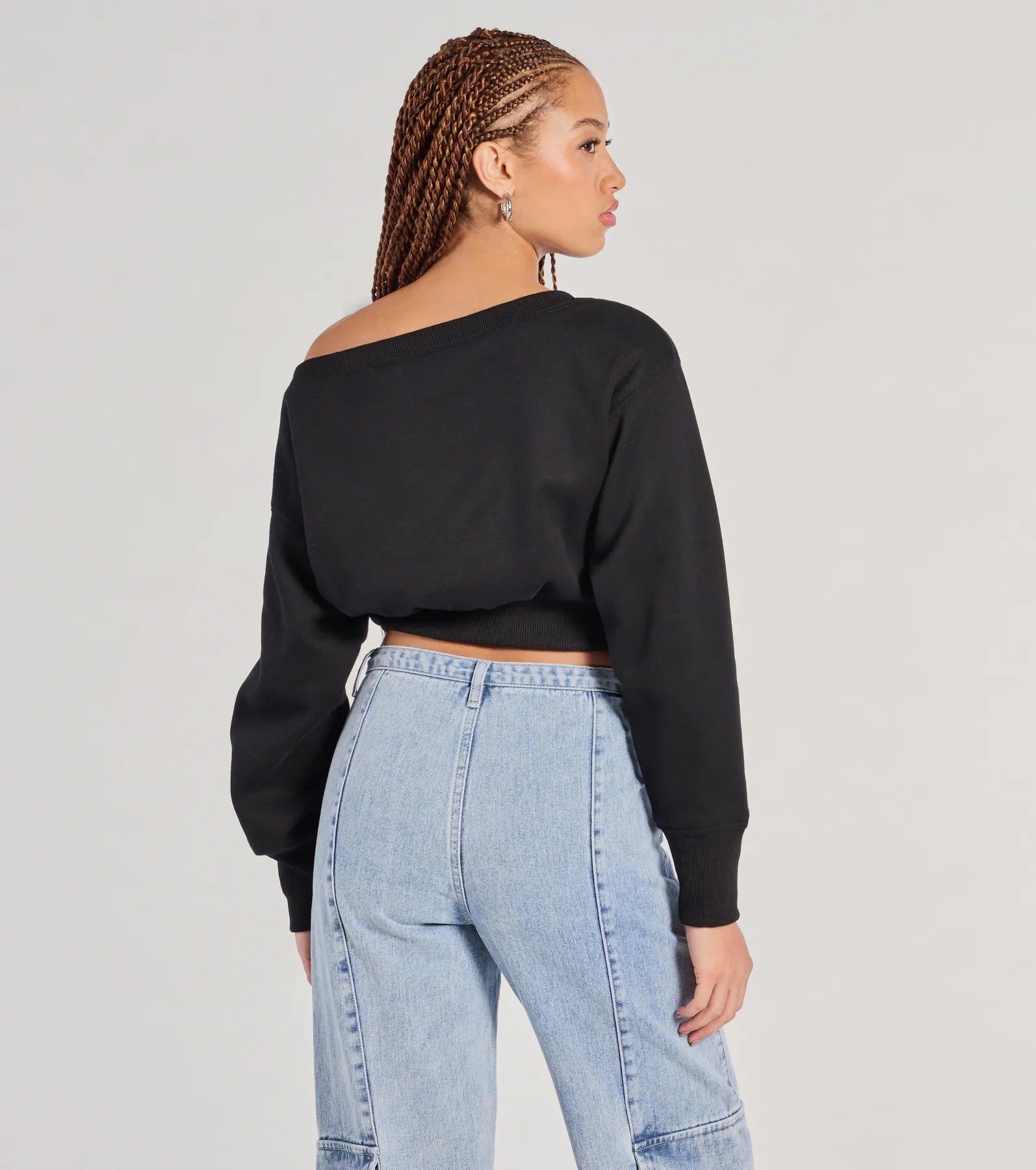 Cutie Alert Long Sleeve Fleece Crop Sweatshirt - Image 3