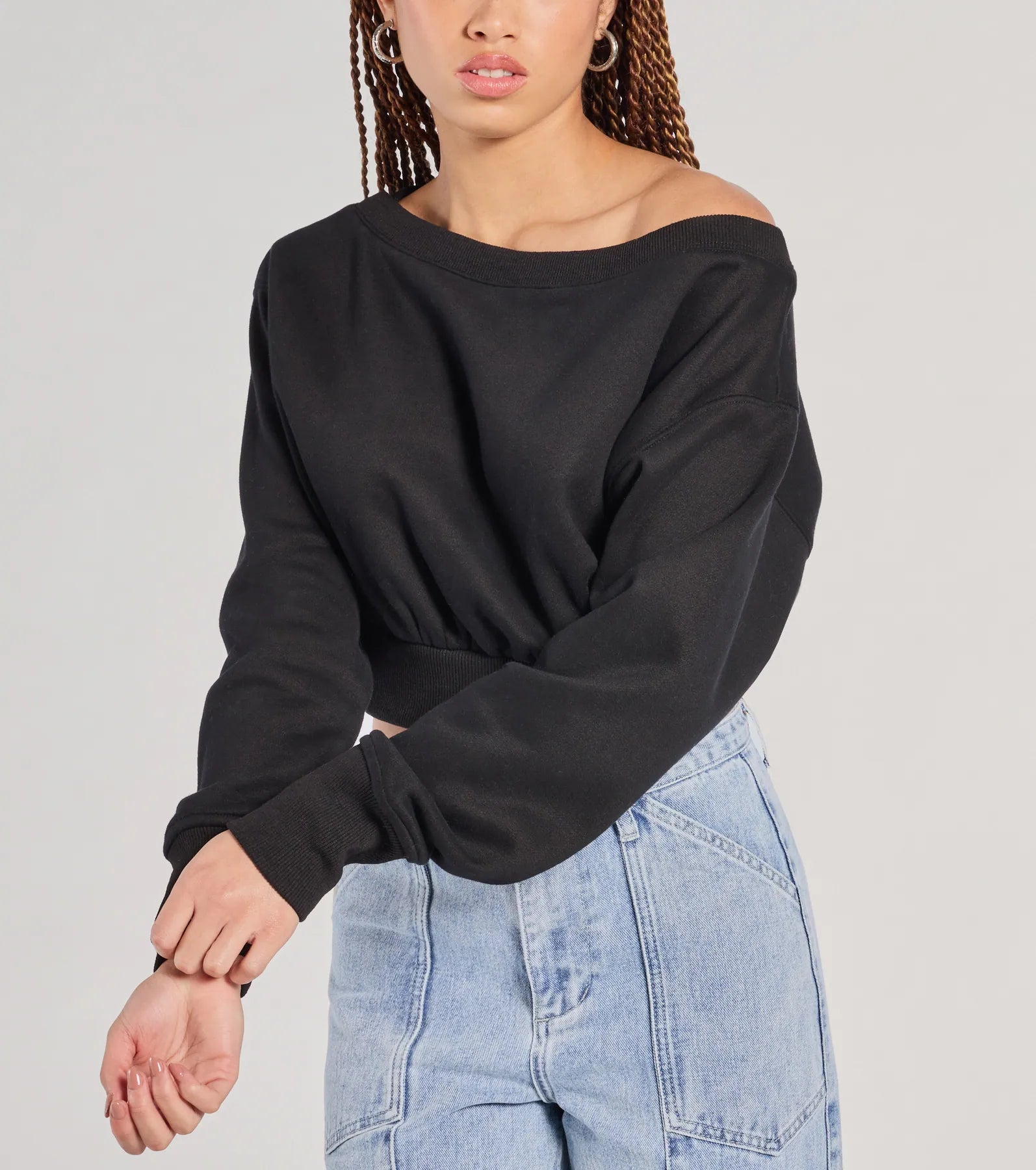 Cutie Alert Long Sleeve Fleece Crop Sweatshirt - Image 5