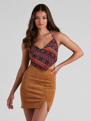 Boho Stunner Printed Scarf Top