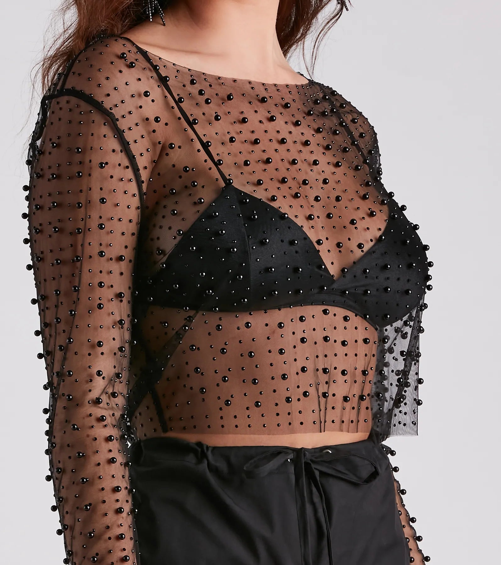 Beautifully Beaded Mesh Crop Top - Image 8
