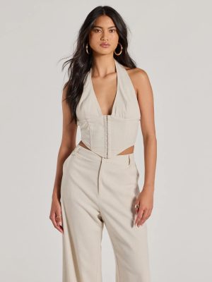 Cutest Babe Halter V-Neck Corset Crop Top