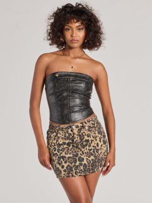Boldly Chic Faux Leather Lace-Up Tube Top