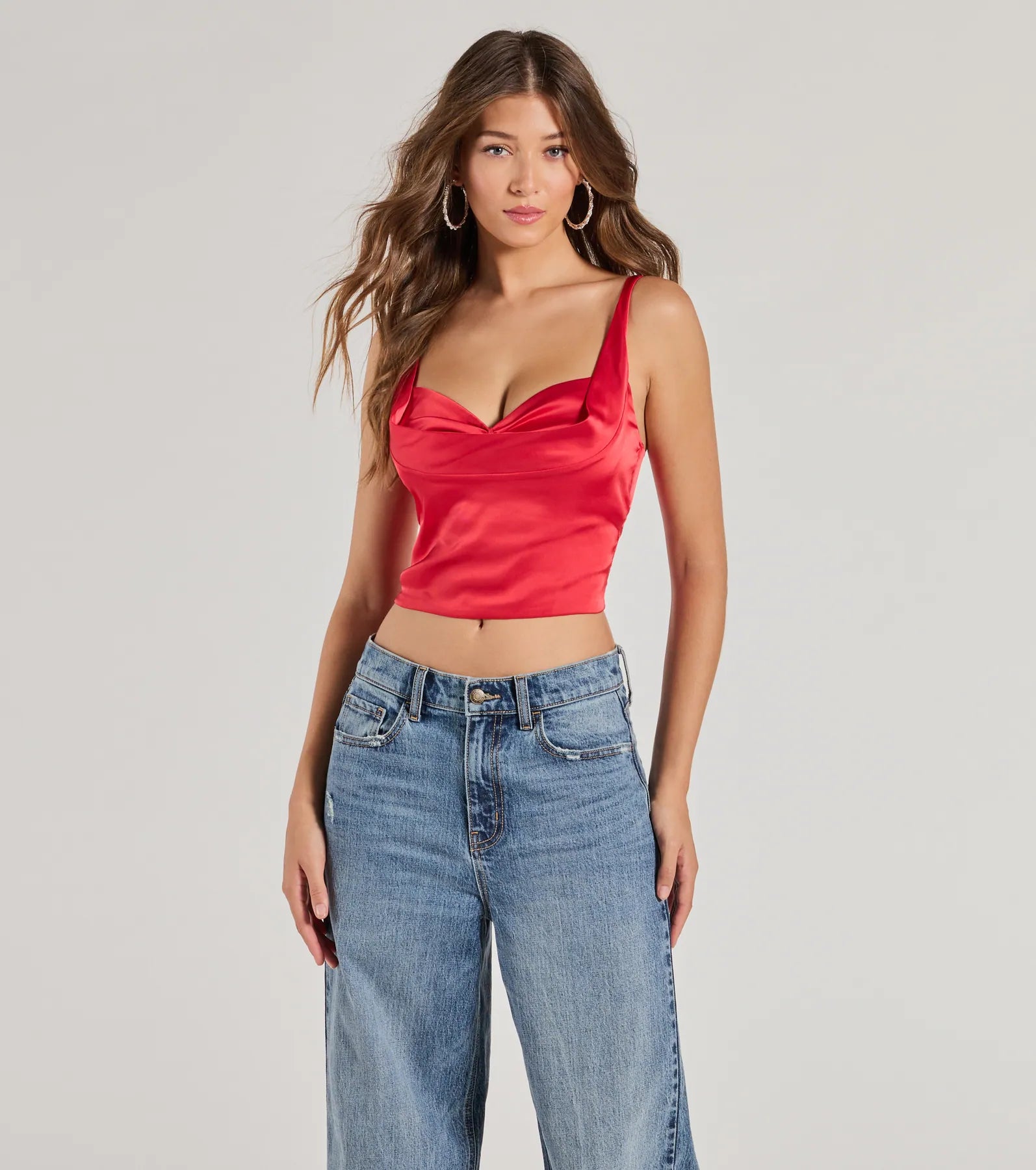 Glam Vibes Satin Sleeveless Crop Top - Image 5
