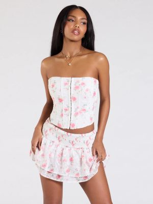 Call Me Cutie Lace-Up Floral Eyelet Corset Top