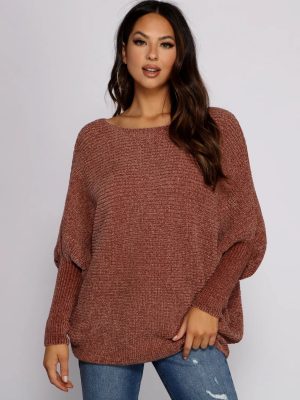 Chenille Knit Dolman Sleeve Sweater