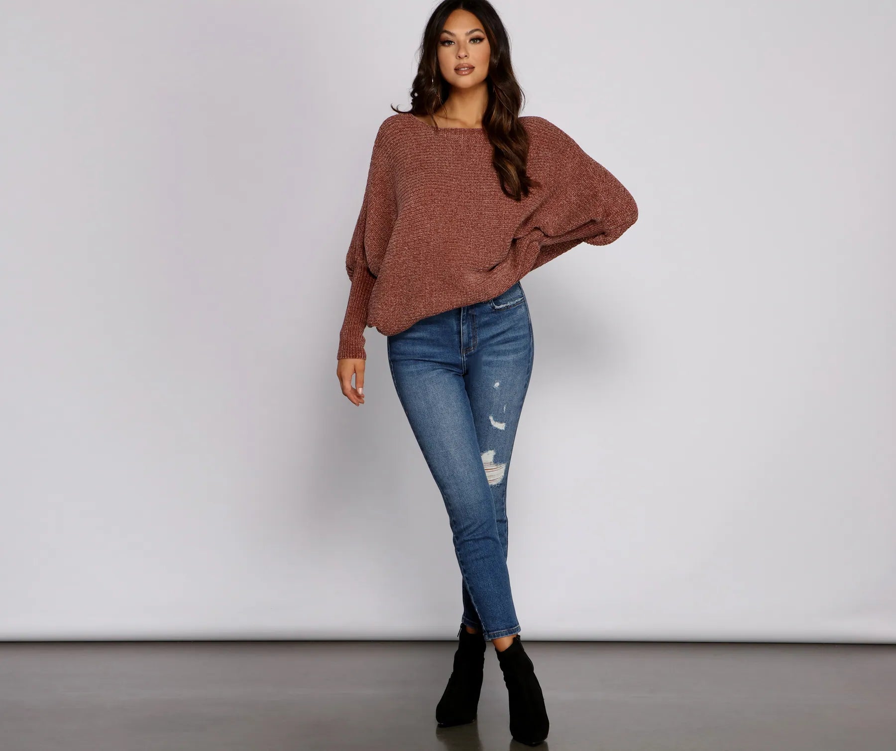 Chenille Knit Dolman Sleeve Sweater - Image 4