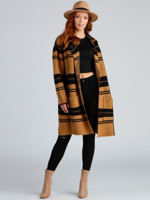 Comfort Zone Plaid Collared Duster