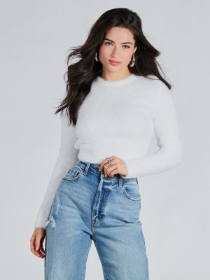 Cozy Charm Eyelash Knit Cropped Sweater