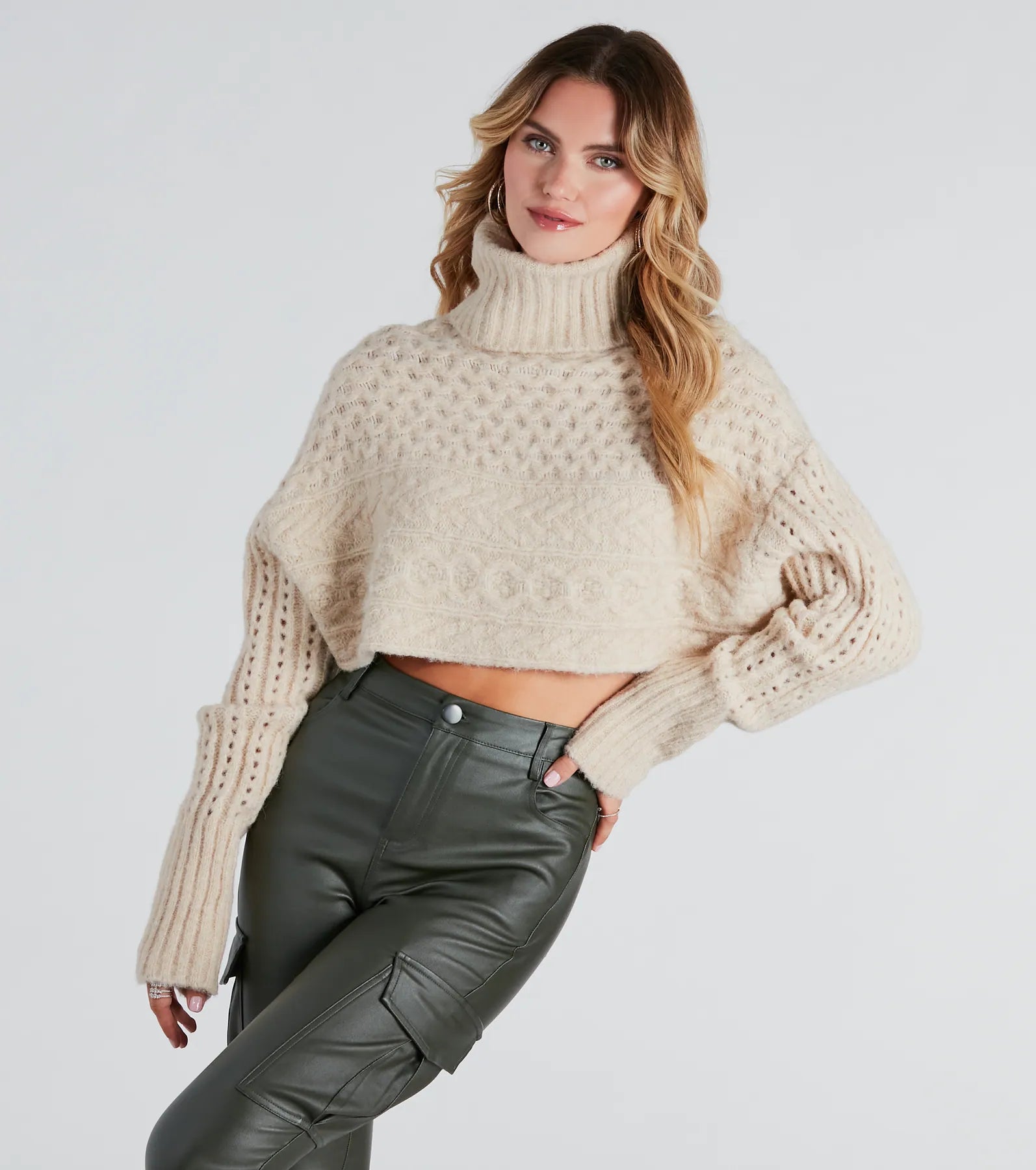 Cozy Bonds Cable Knit Turtleneck Sweater - Image 3