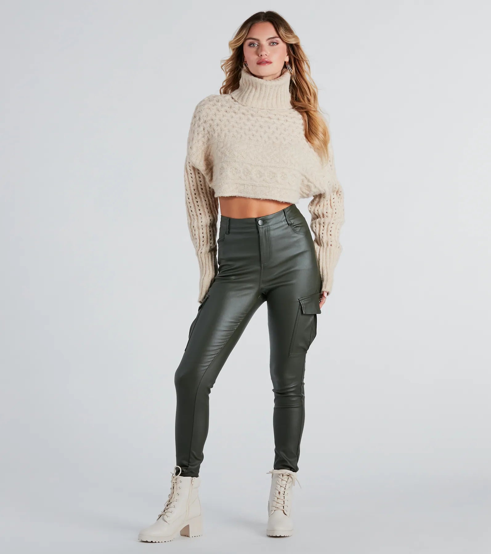 Cozy Bonds Cable Knit Turtleneck Sweater - Image 4