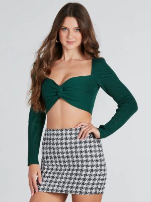 Looking Cute Twist-Front Cropped Sweater