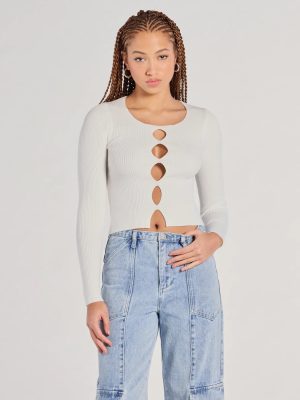 Made The Cutout Long Sleeve Sweater Crop Top