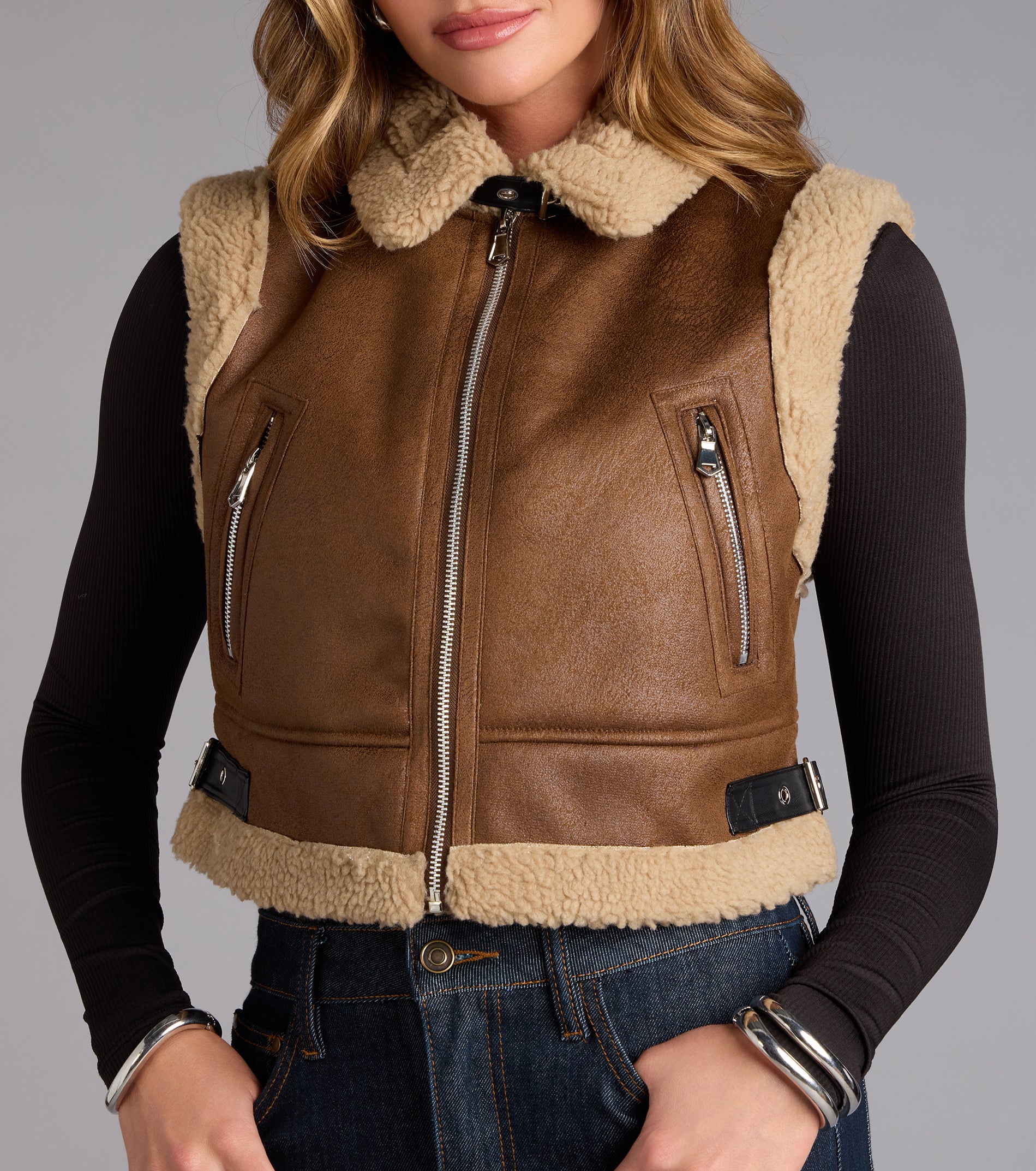 Cider Sips Faux Shearling Vest - Image 4