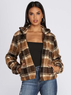 Pretty In Plaid Faux Fur Jacket
