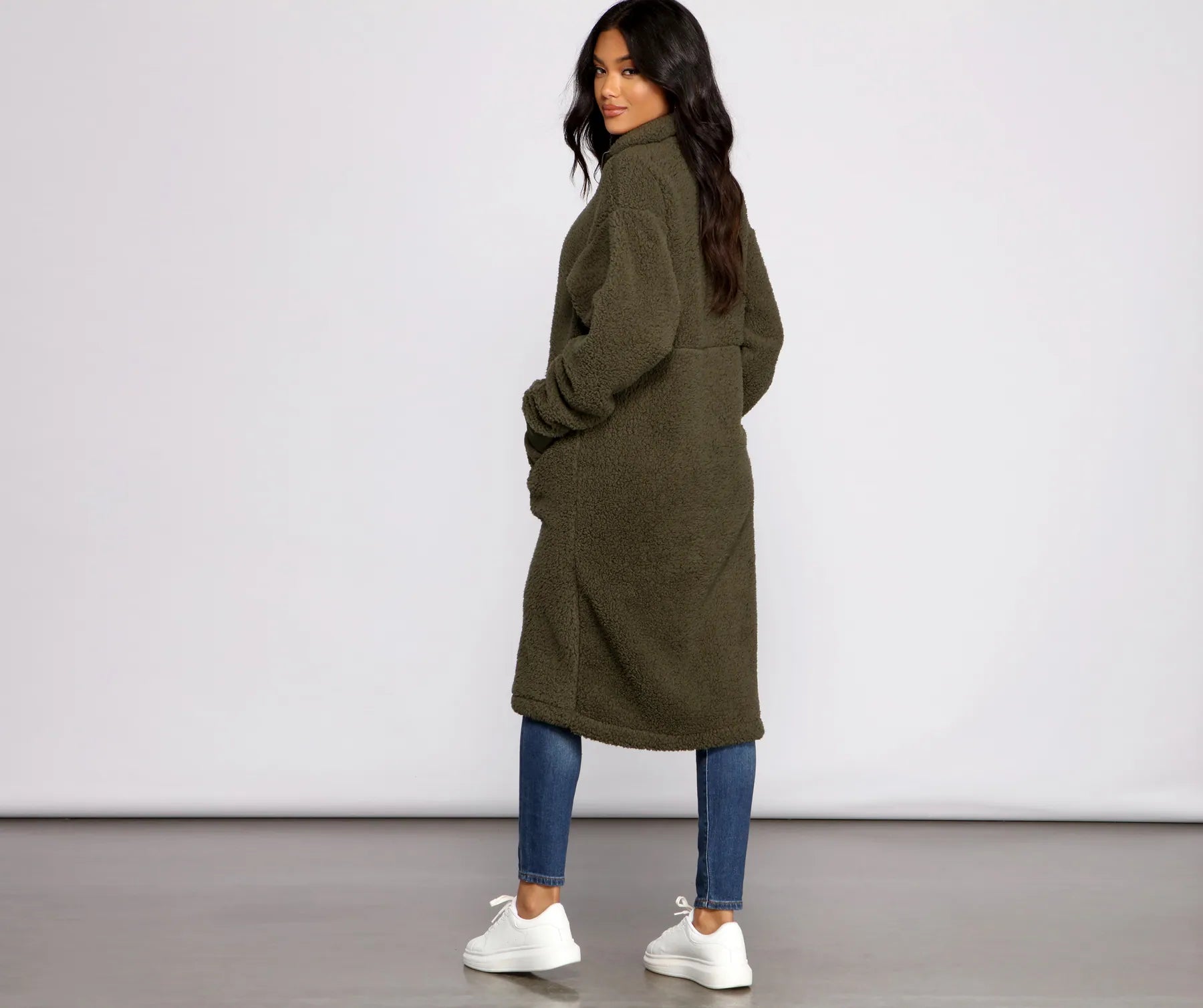 Chic and Cozy Oversized Teddy Trench Coat - Image 12