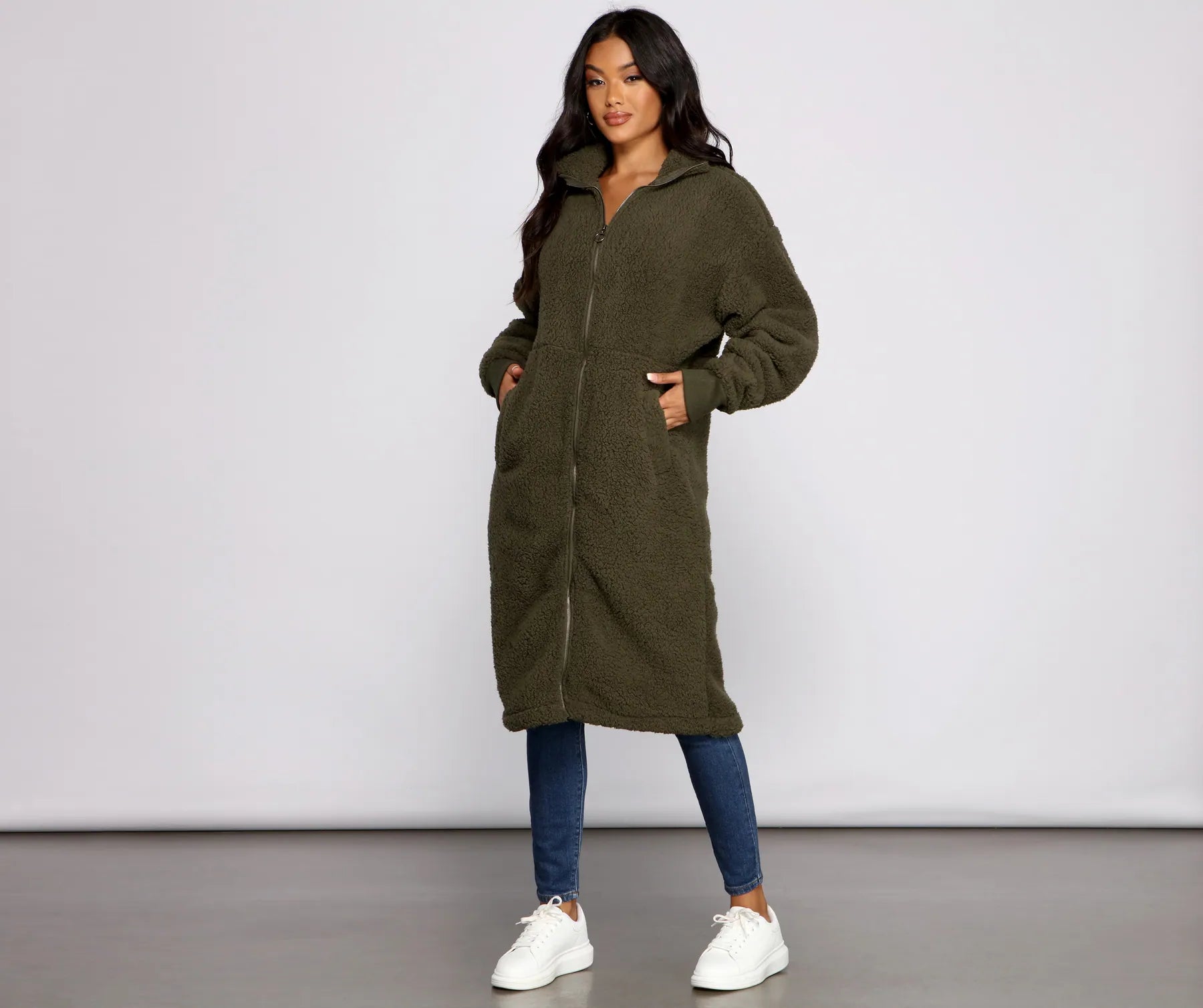 Chic and Cozy Oversized Teddy Trench Coat - Image 14