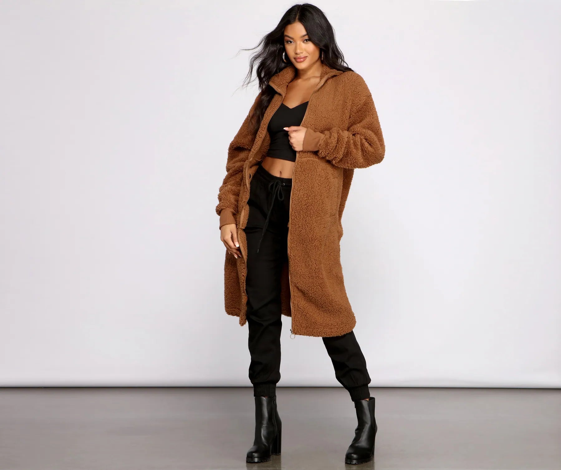 Chic and Cozy Oversized Teddy Trench Coat - Image 6