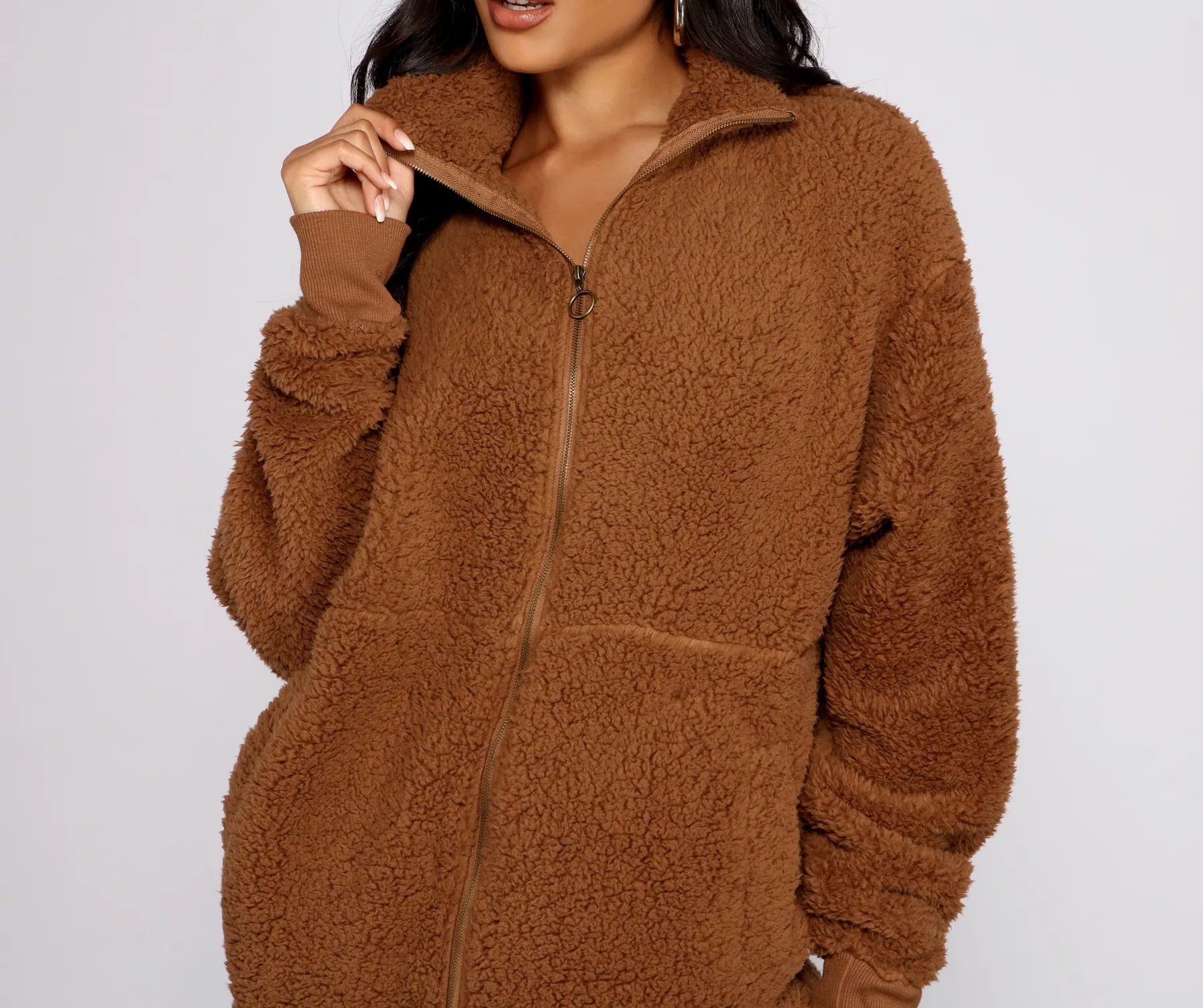 Chic and Cozy Oversized Teddy Trench Coat - Image 8