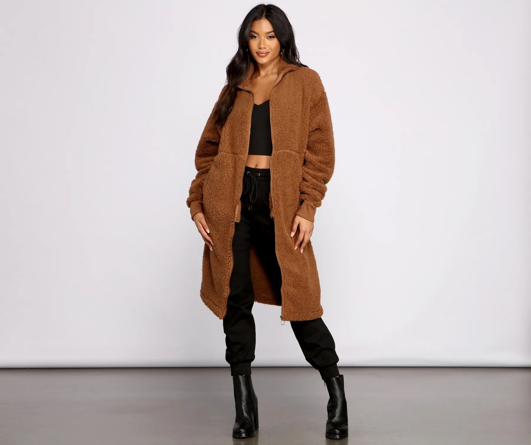 Chic and Cozy Oversized Teddy Trench Coat - Image 10