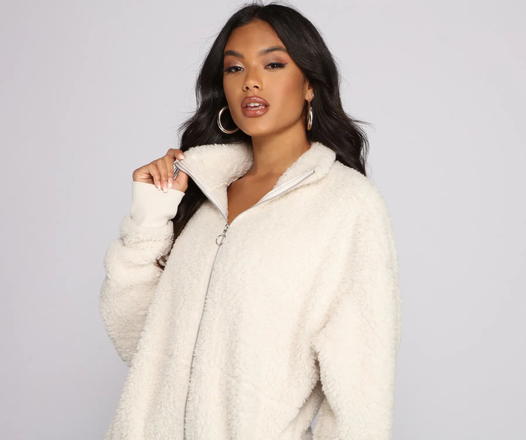 Chic and Cozy Oversized Teddy Trench Coat - Image 3