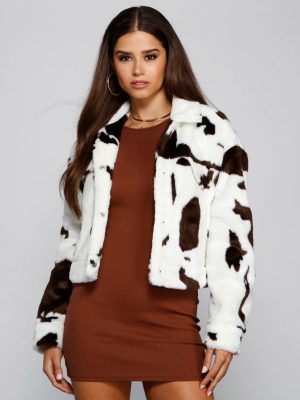 On Trend Faux Fur Cow Print Jacket