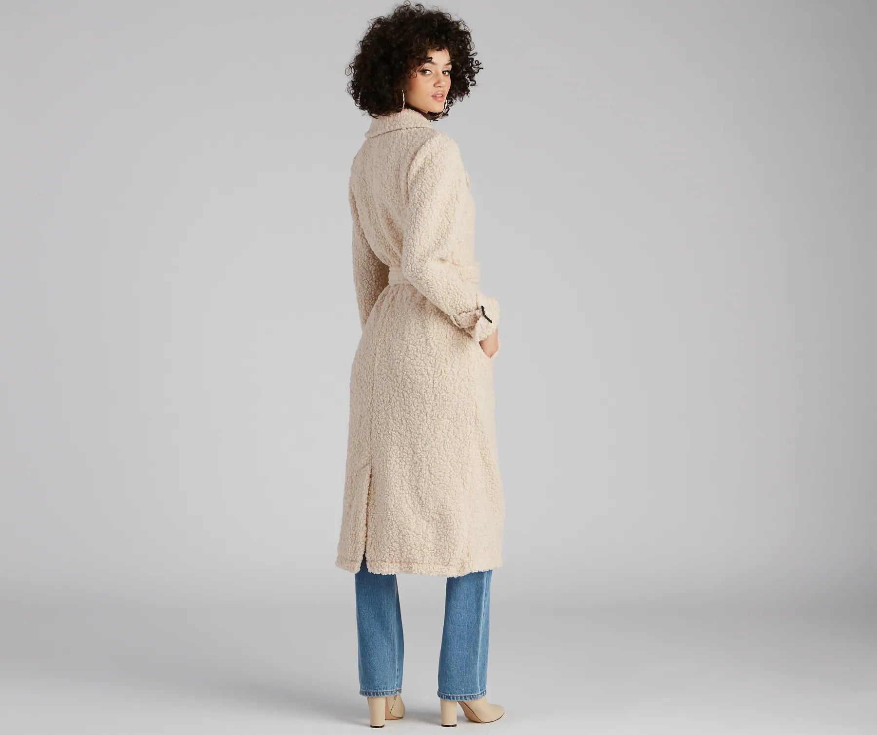 Locking Knit Down Sherpa Long Trench Coat - Image 6