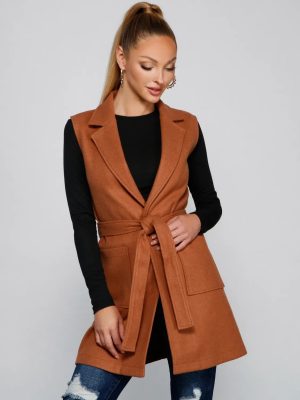 City Girl Faux Wool Trench Vest