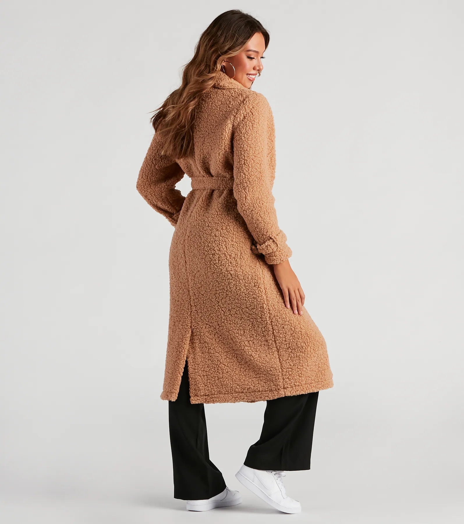 Locking Knit Down Sherpa Long Trench Coat - Image 2