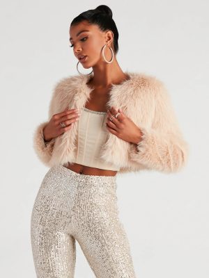 Style Diva Faux Fur Crop Jacket