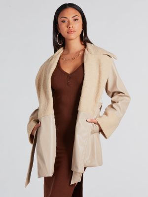 Can't Wait Faux Sherpa Leather Trench Coat