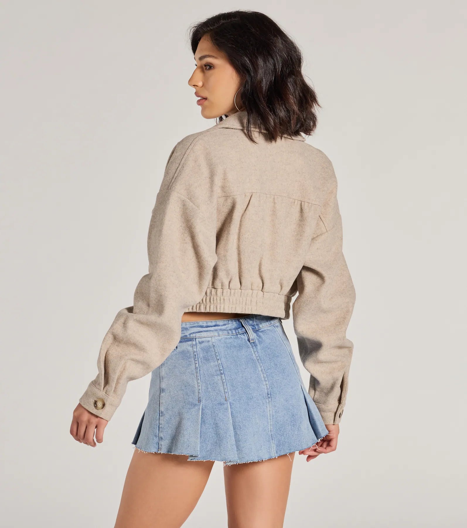 Chic Outing Button-Down Faux Wool Shacket - Image 2