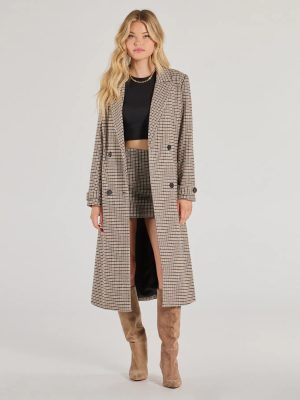 Plaid Perfection Faux Wool Long Coat