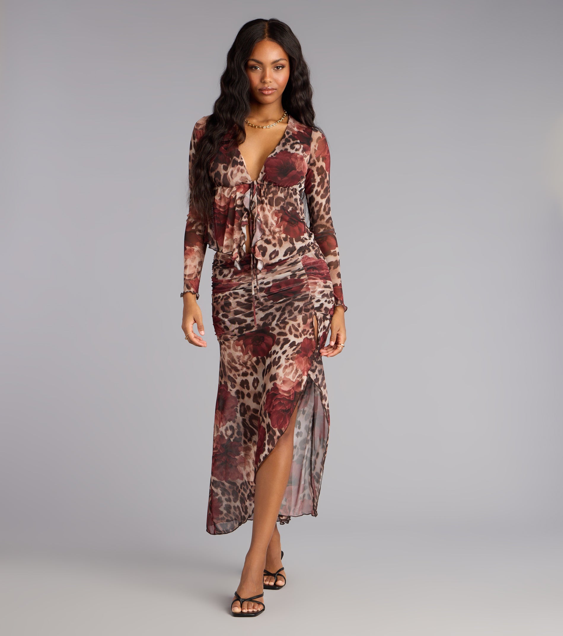 Untamed Bloom Tie-Front Crop Top - Image 3