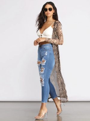 Snake Long Sleeve Mesh Duster