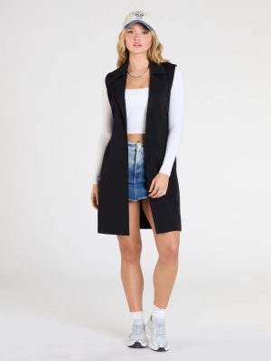 City Sleek Tie-Waist Longline Ponte Vest