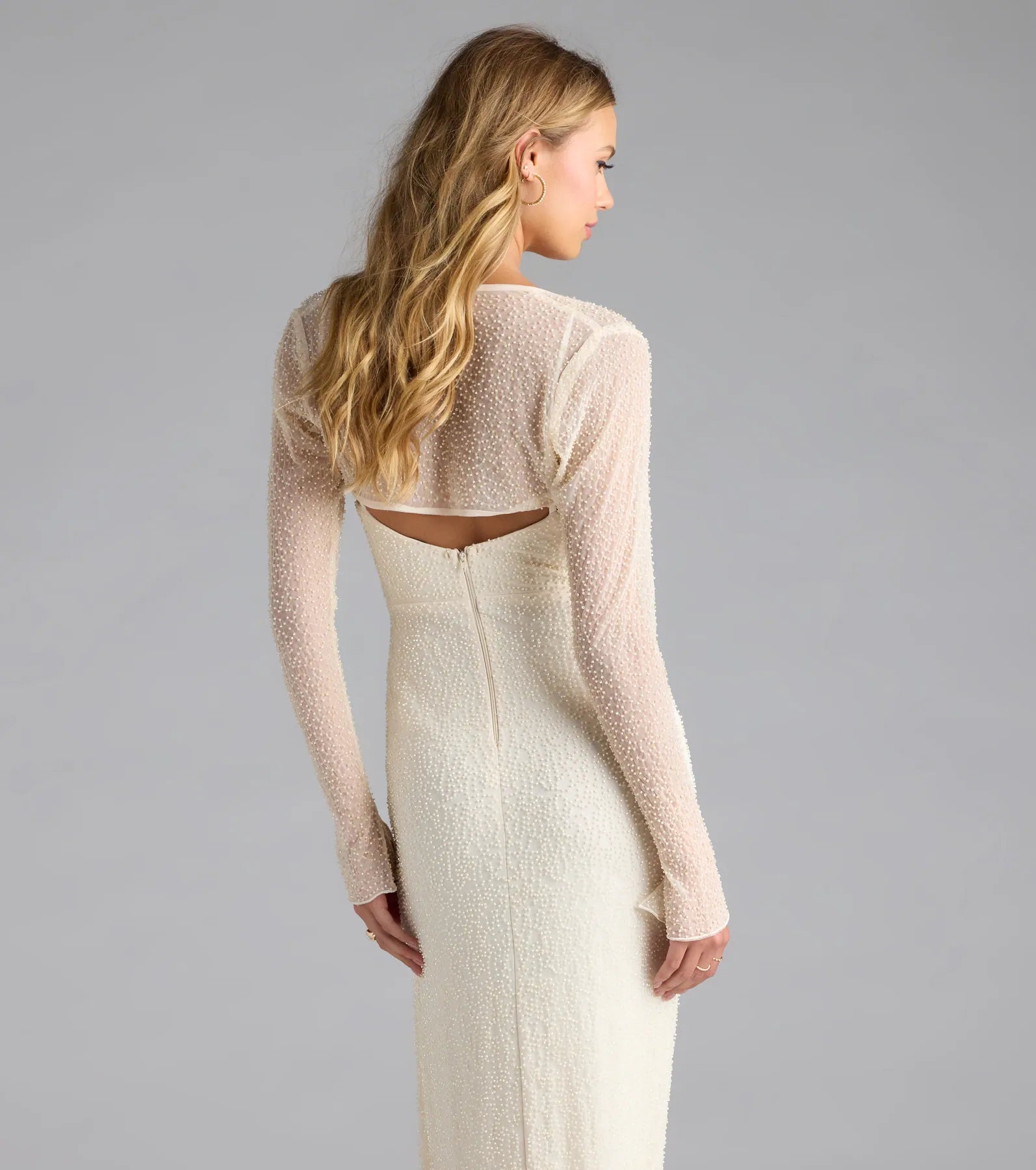 Luxe Layer Beaded Sheer Mesh Bolero - Image 2