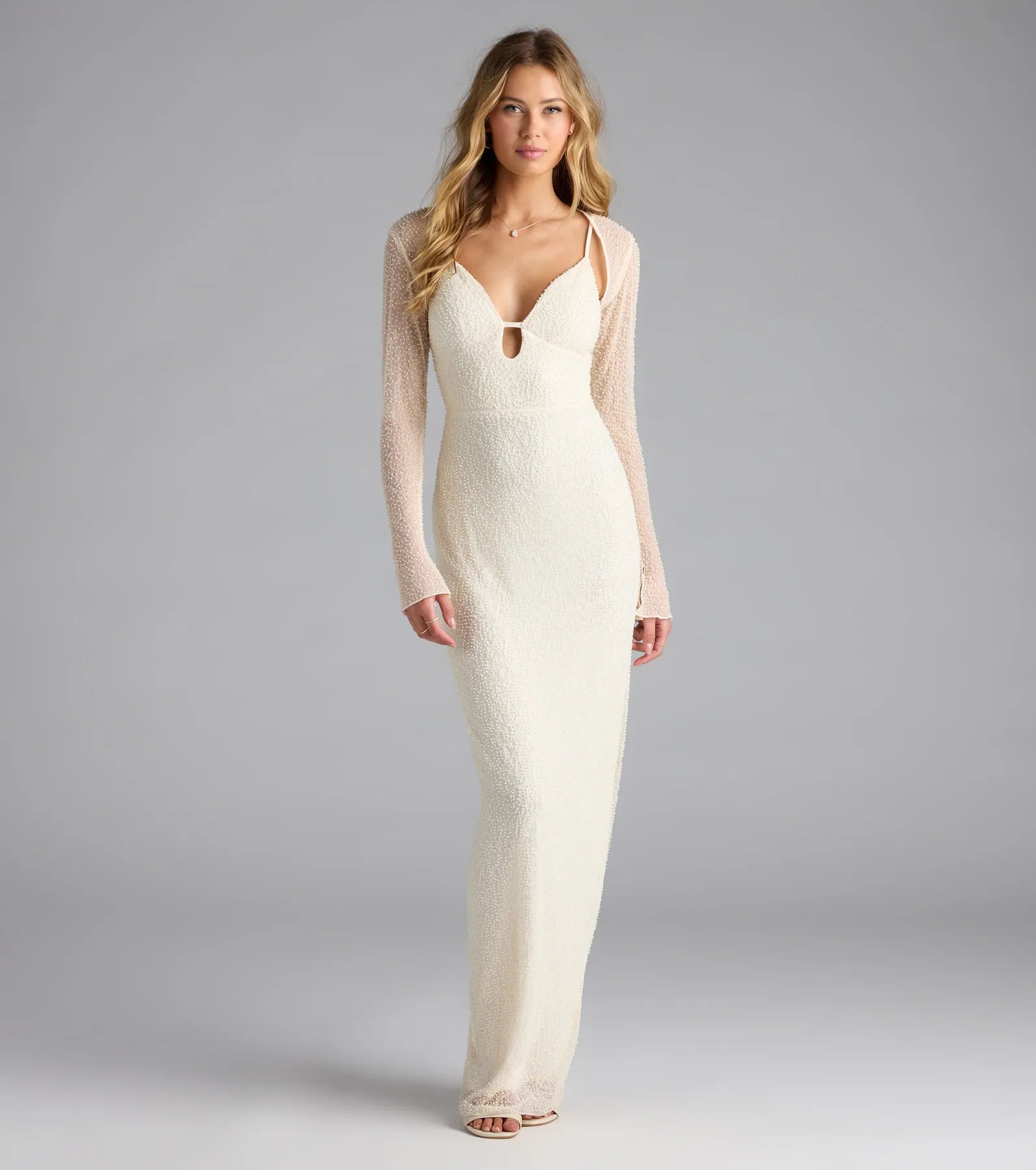 Luxe Layer Beaded Sheer Mesh Bolero - Image 3