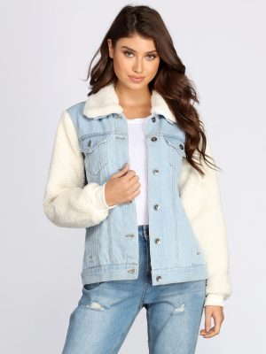 Sherpa Sleeve Denim Jacket