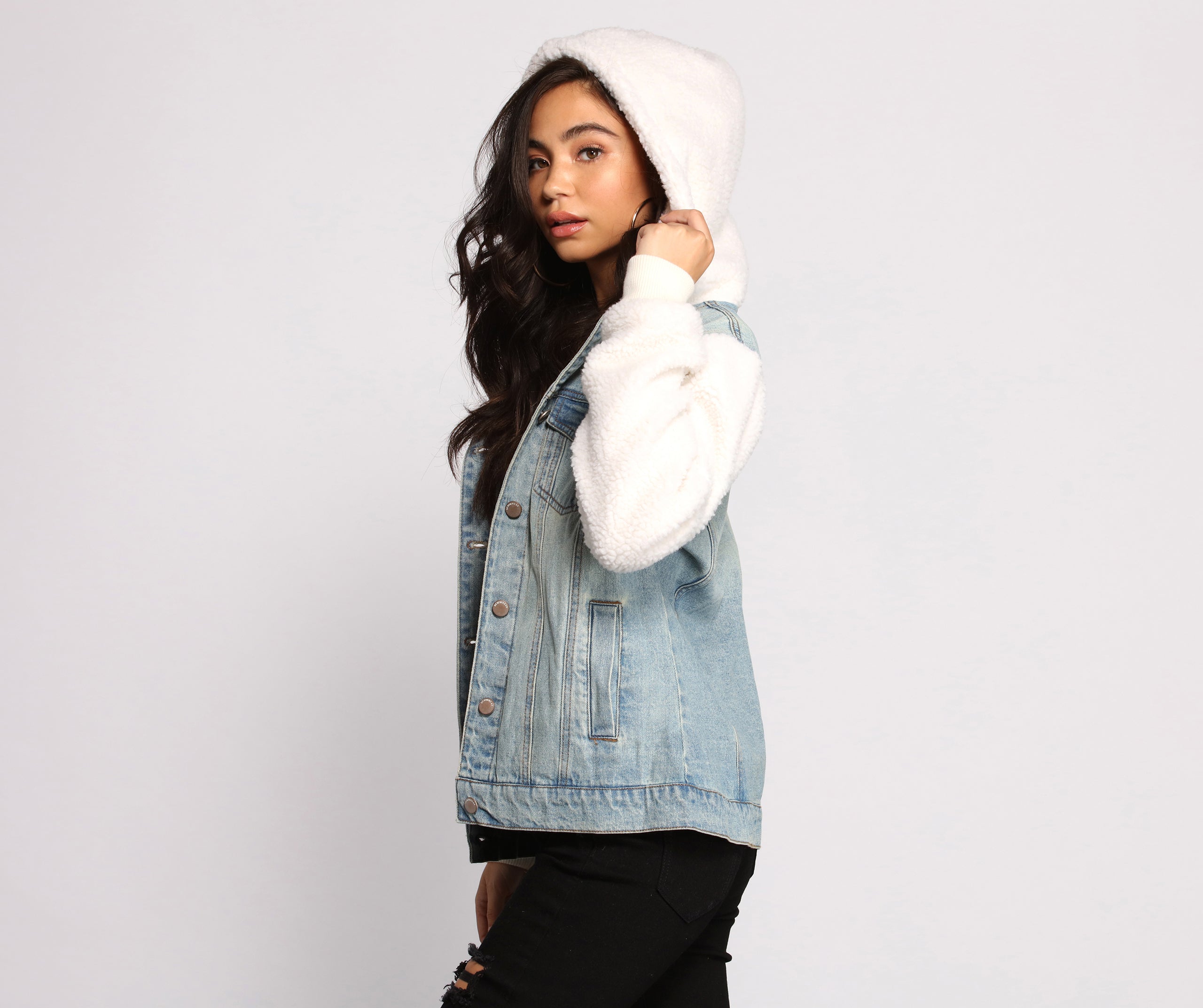 Cozy Casual Vibe Sherpa Denim Jacket - Image 2